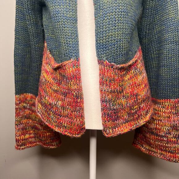 Y2K Kimchi Blue Knit Cardigan Size M Wide Bell Sleeve Pockets Early 2000s Boho - Picture 5 of 9